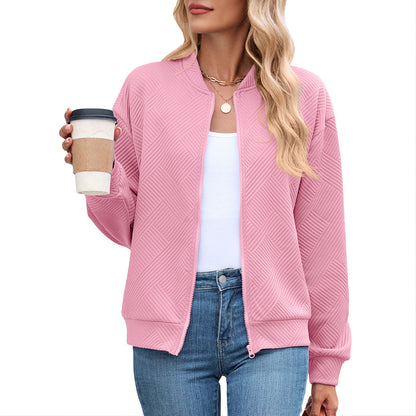 Women's casual cardigan with textured pattern and practical pockets NOVAE