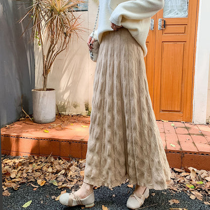 Women's maxi skirt with sophisticated ribbed design and elasticated waistband NOVAE
