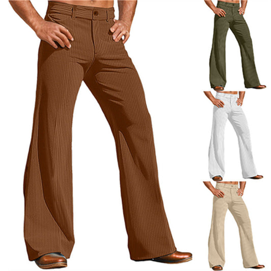 Men's elegant vintage-style flared trousers with striped pattern NOVAE