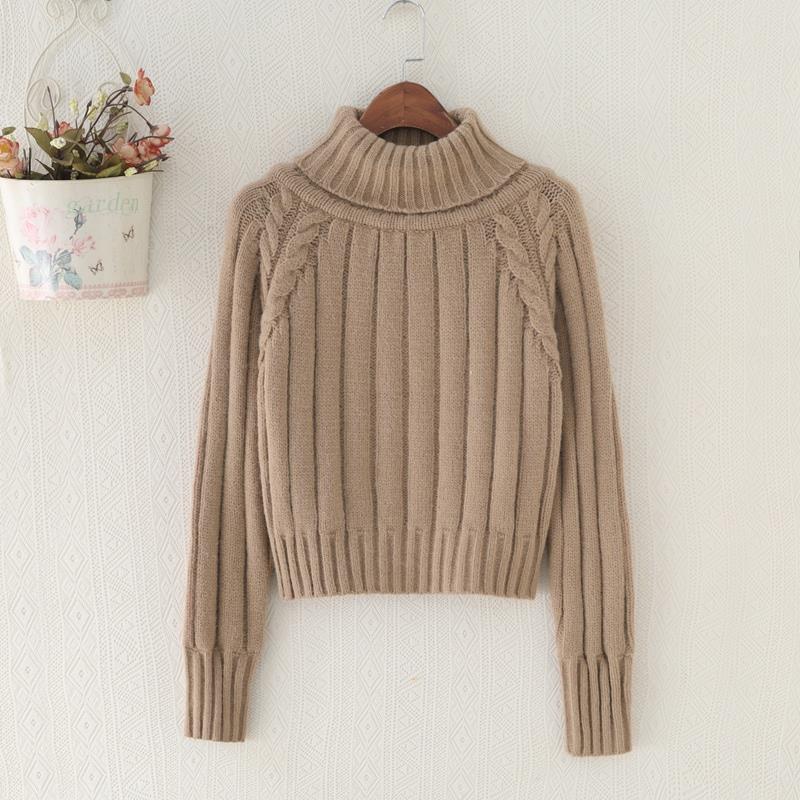 Women's knit sweater with high collar and ribbed texture NOVAE