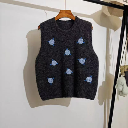 Women's knitted sweater with floral pattern NOVAE