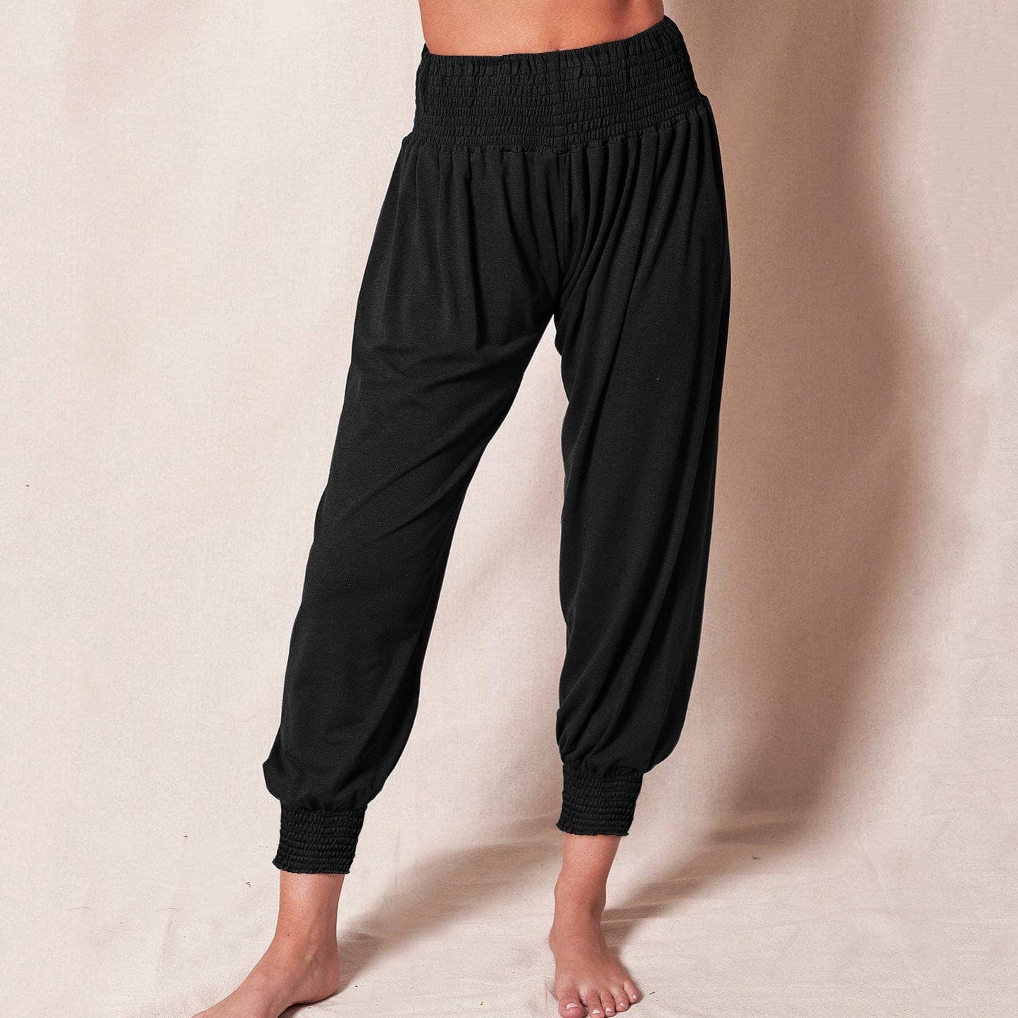 Women's Casual Harem Pants with Elastic Waistband and Side Pockets NOVAE