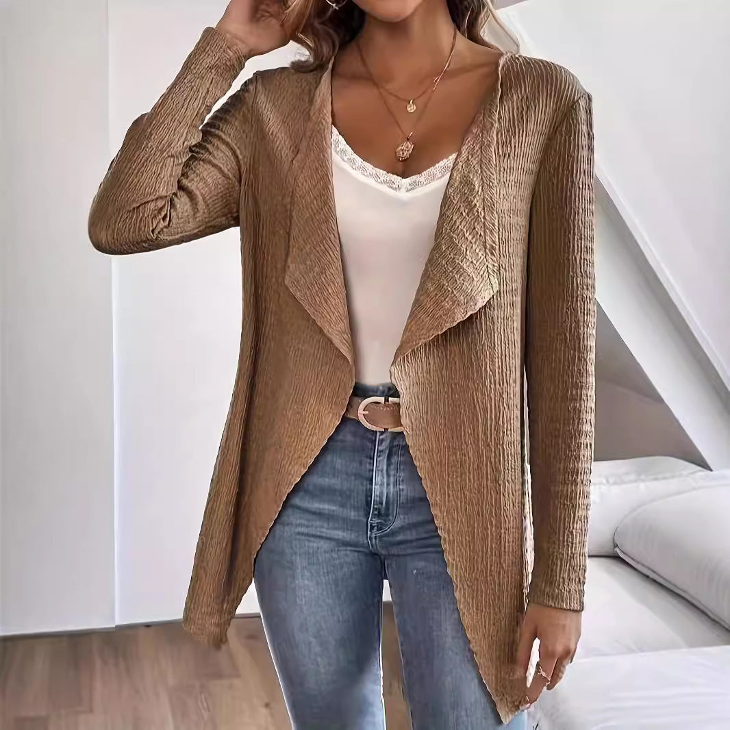 Women's elegant jacket with a relaxed cut and textured fabric NOVAE