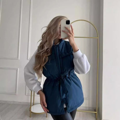 Women's sporty vest with hood and drawstring waist NOVAE