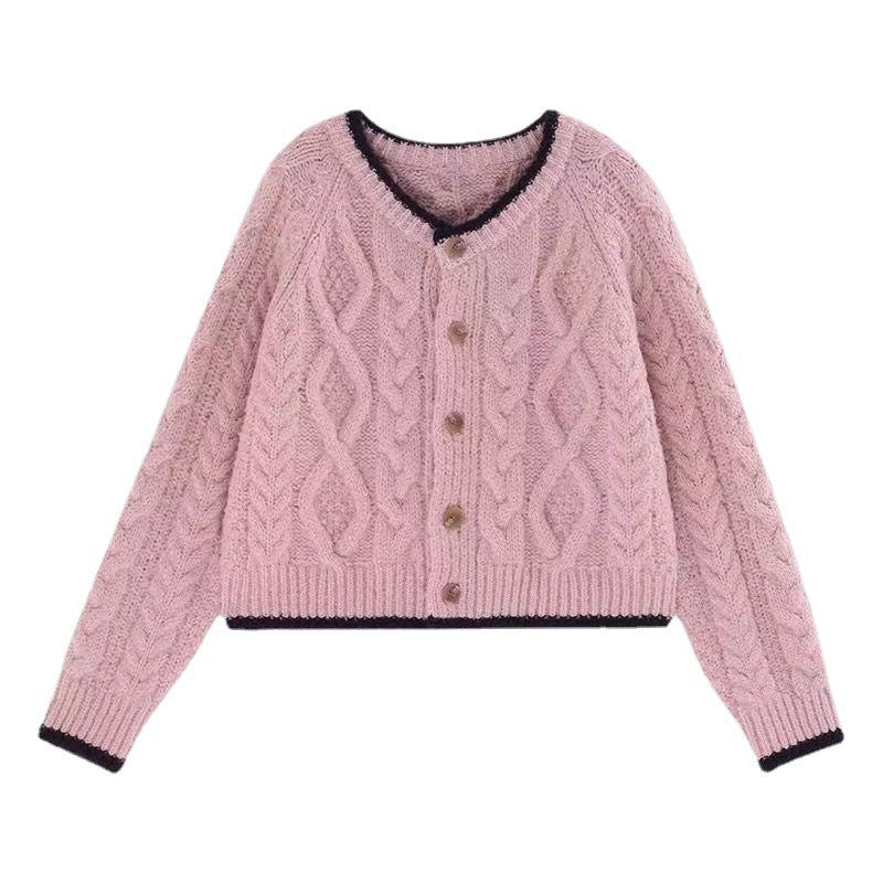 Women's chunky knit cardigan with elegant cable pattern NOVAE