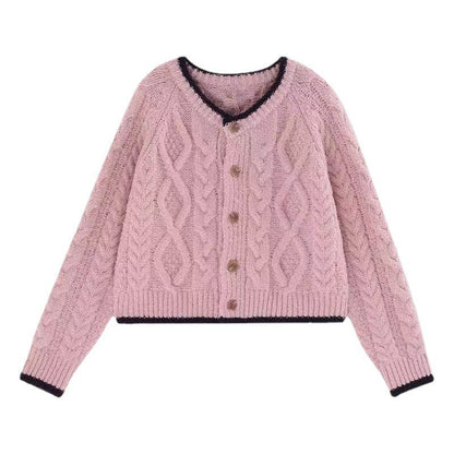 Women's chunky knit cardigan with elegant cable pattern NOVAE