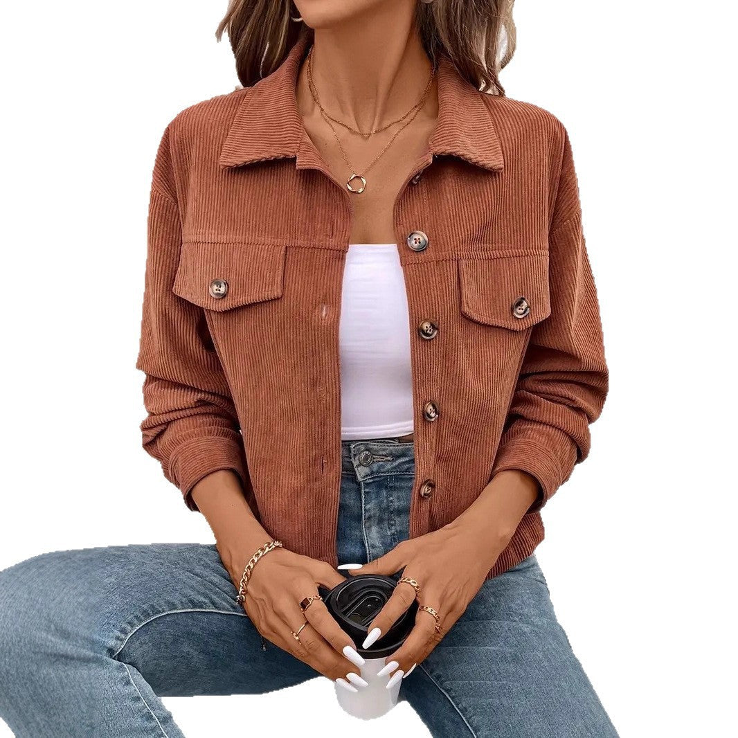 Women's casual corduroy jacket with practical pockets and fashionable buttons NOVAE