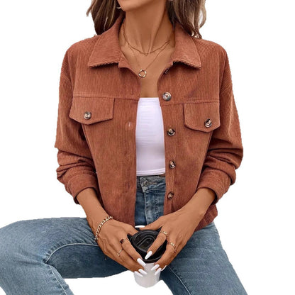 Women's casual corduroy jacket with practical pockets and fashionable buttons NOVAE