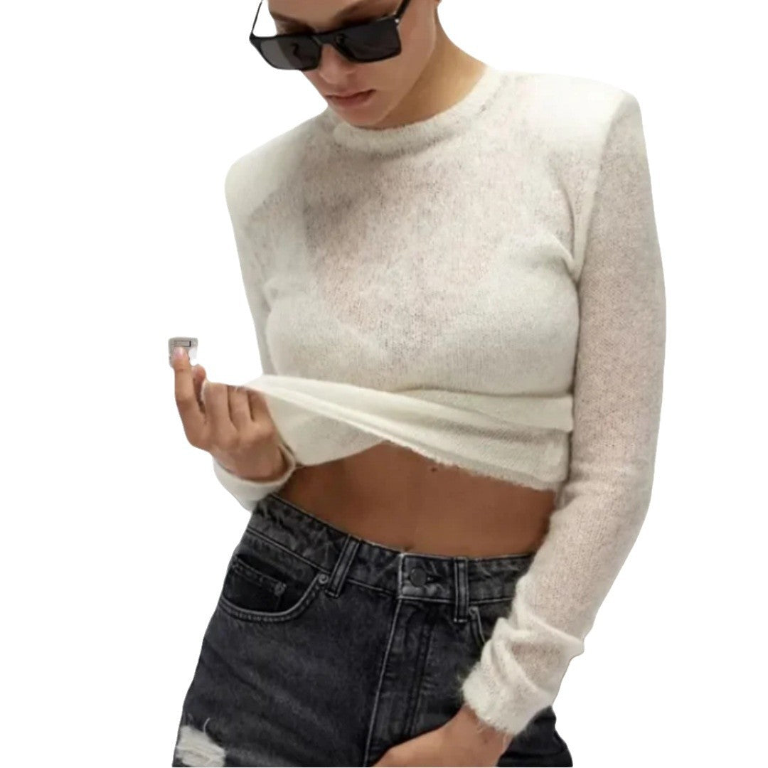 Women's Transparent V-Neck Knit Sweater NOVAE