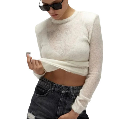 Women's Transparent V-Neck Knit Sweater NOVAE