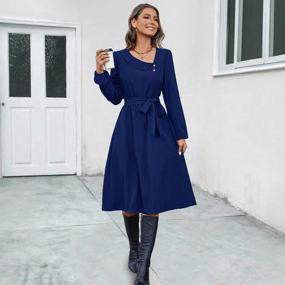 Women's midi dress with a tailored cut and elegant button details NOVAE