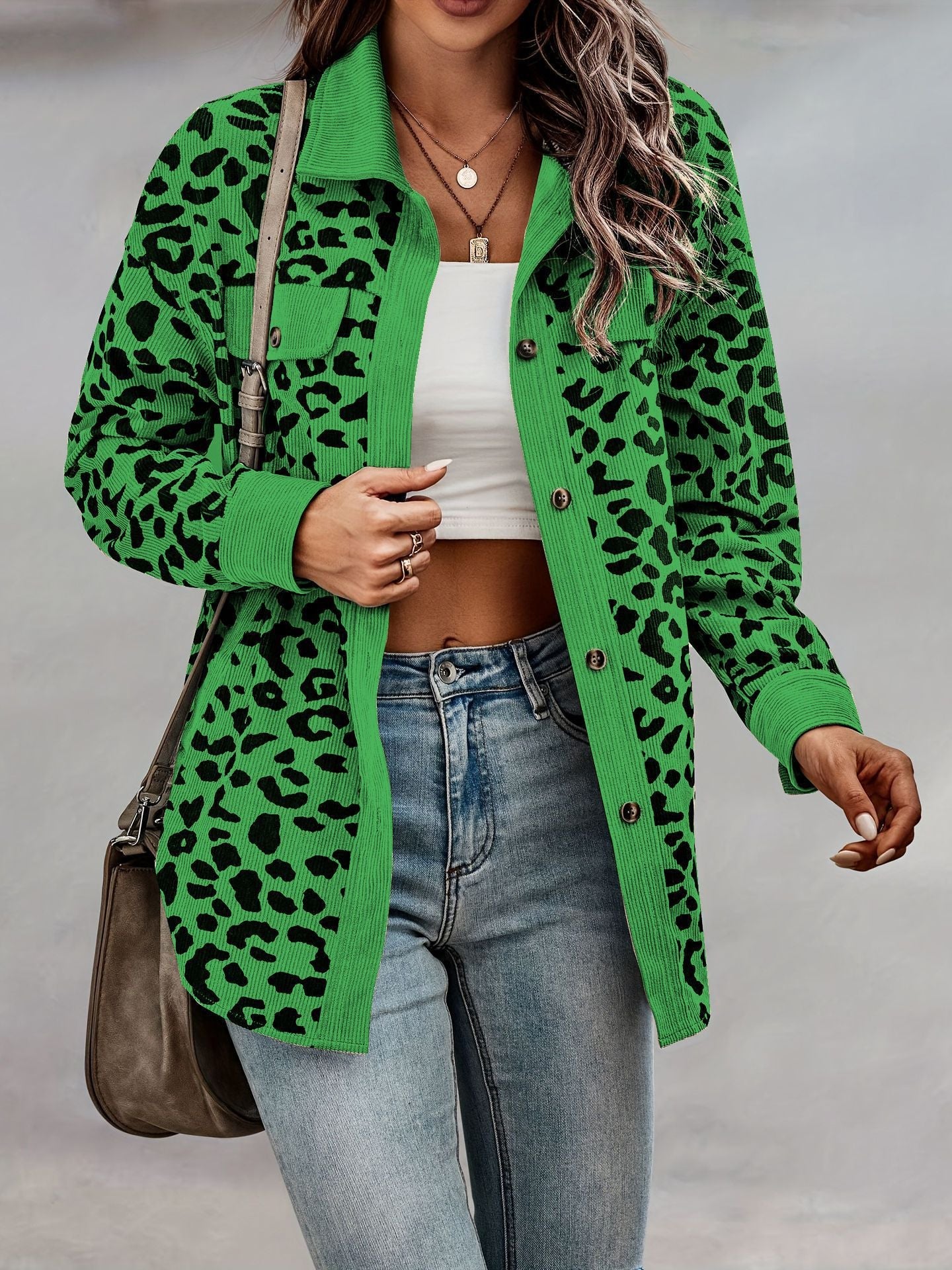 Women's Oversized Leopard Print Shirt Jacket NOVAE
