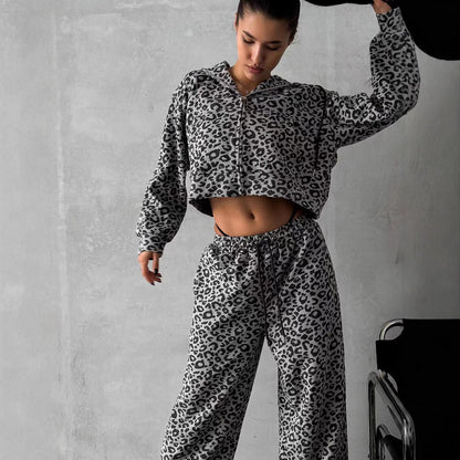 Women's Cotton Loungewear Set with Leopard Design NOVAE