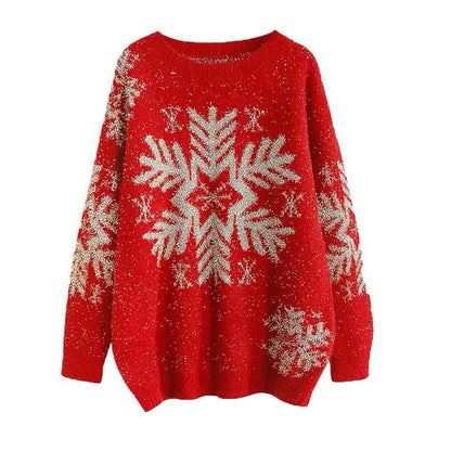 Women's Cozy Sweater with Snowflake Motif NOVAE