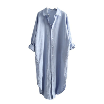 Women's long-sleeved shirt dress with classic button details and dropped shoulders NOVAE