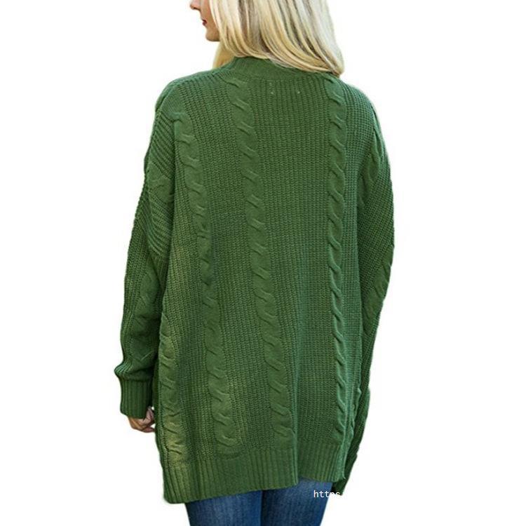 Women's chunky knit cardigan with deep pockets and elegant texture NOVAE