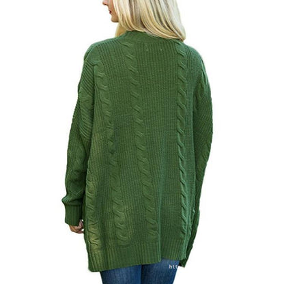 Women's chunky knit cardigan with deep pockets and elegant texture NOVAE