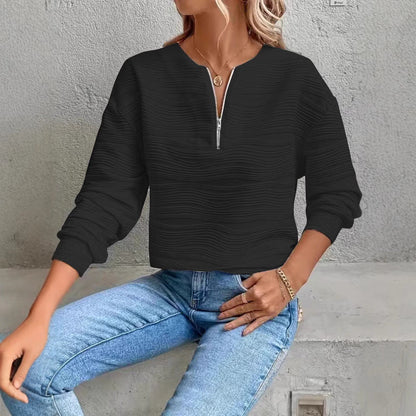 Women's casual sweatshirt with structured design and zipper NOVAE