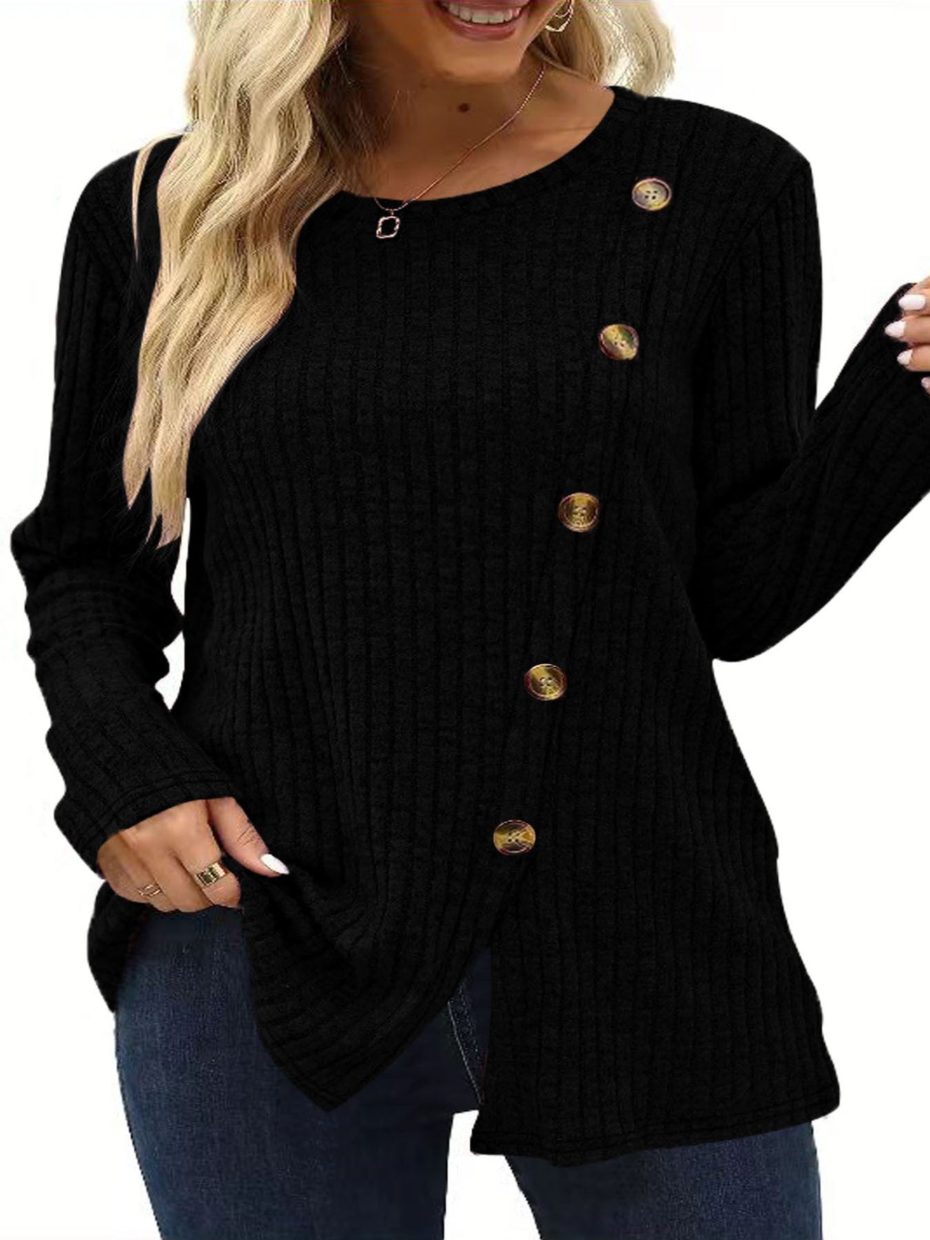 Women's knit sweater with button details NOVAE