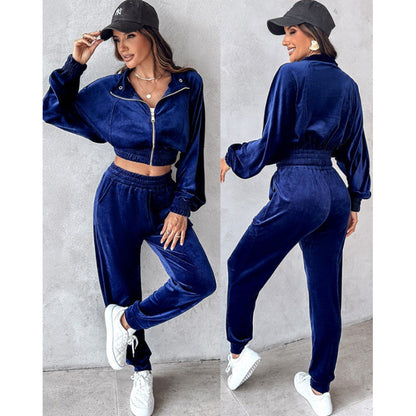 Women's tracksuit with cropped jacket and elastic waistband NOVAE