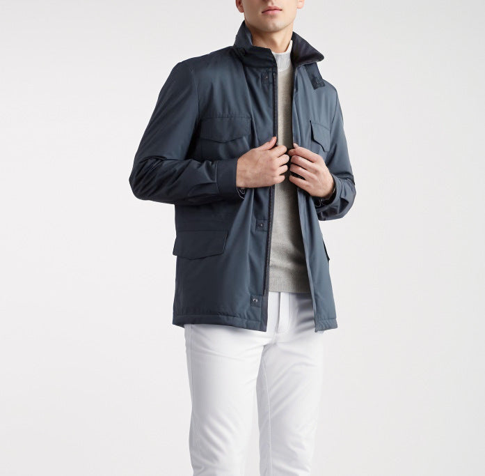 Men's versatile utility jacket with high collar and practical pockets NOVAE