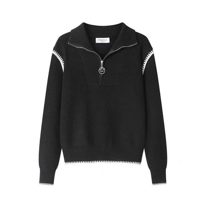 Women's knit sweater with high collar and zipper NOVAE