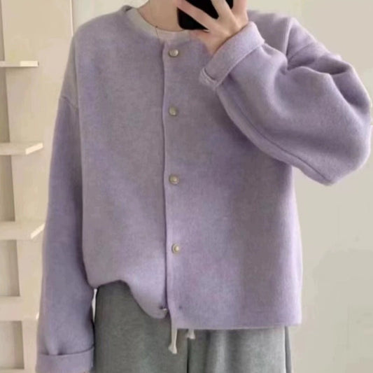 Women's chunky knit cardigan with elegant button placket and casual cut NOVAE