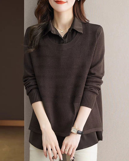 Women's Fashionable Layered Sweater with Texture NOVAE