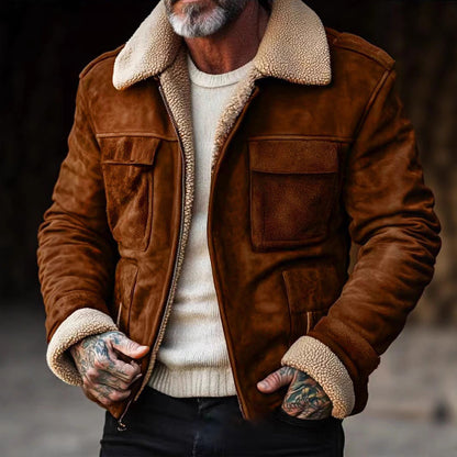 Men's stylish leather jacket with warm lining NOVAE