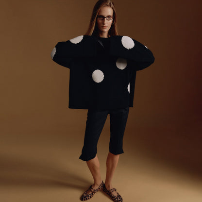 Women's knitted oversized sweater with striking polka dot pattern NOVAE