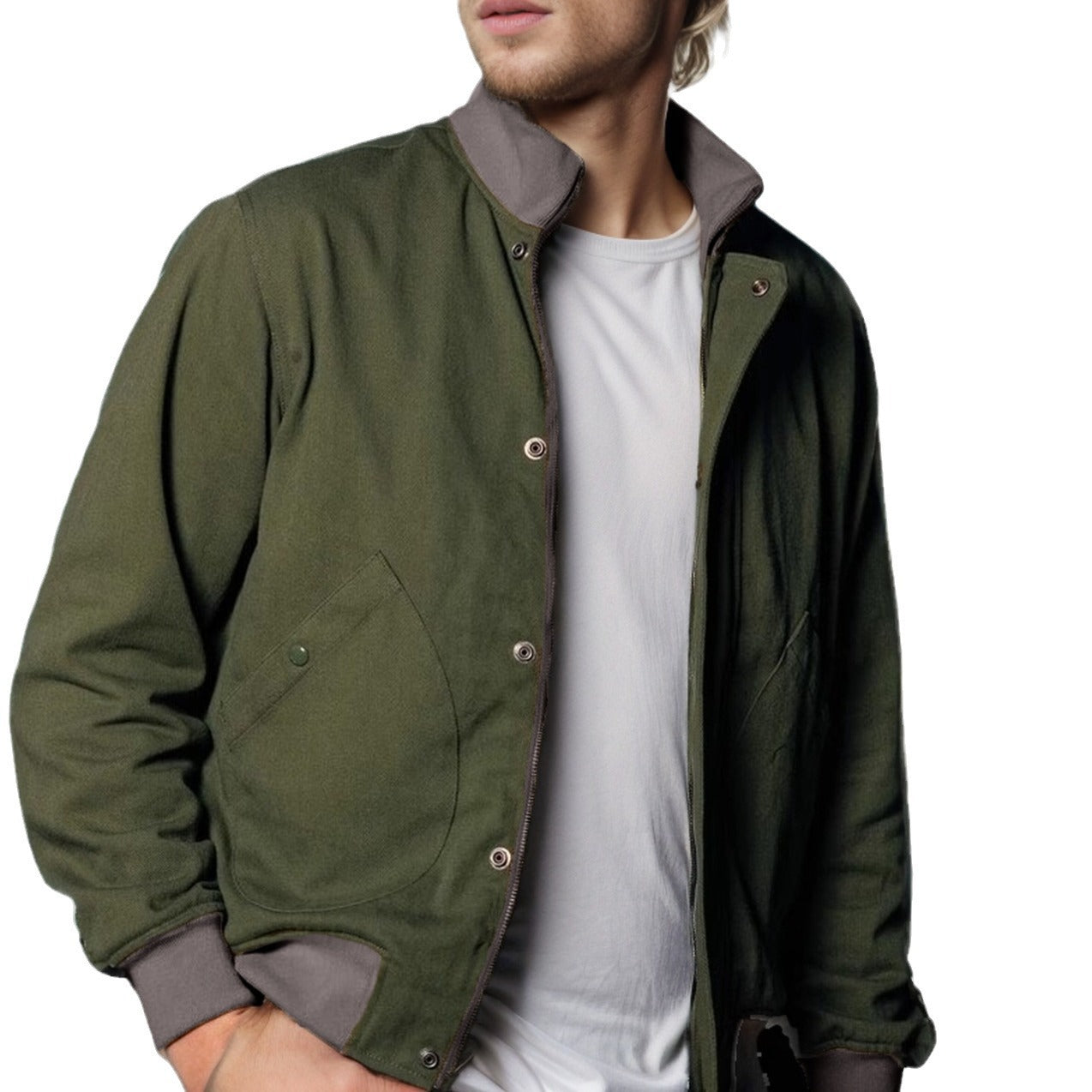 Men's casual transitional jacket with high collar and practical pockets NOVAE
