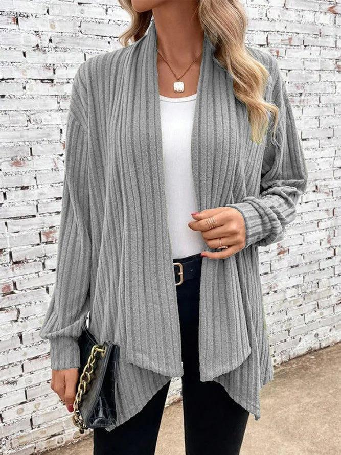 Women's casual knit cardigan with distinctive ribbed design NOVAE
