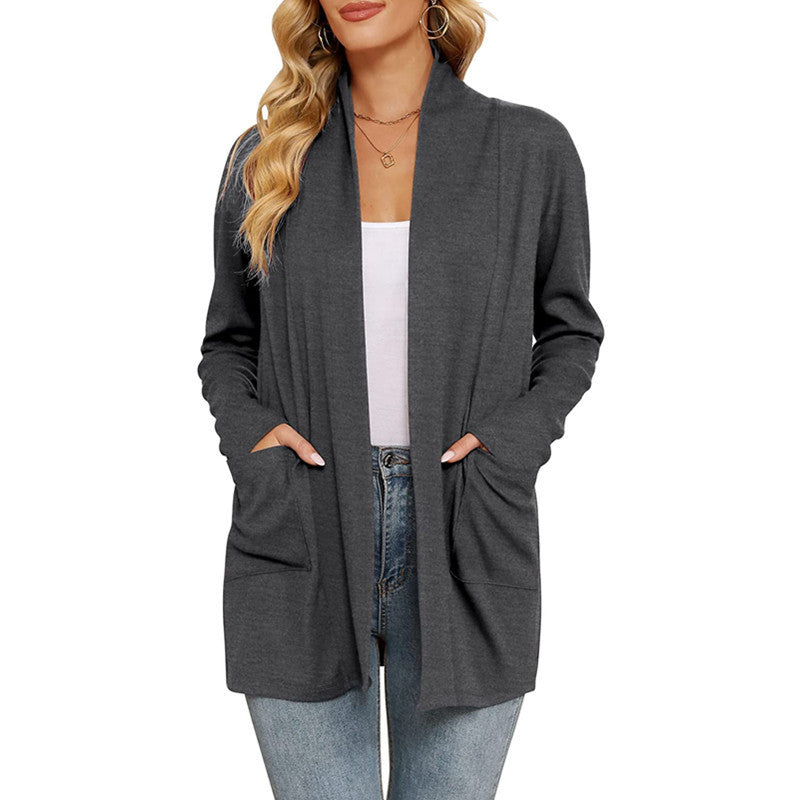Women's casual long cardigan with pockets NOVAE