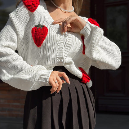 Women's cardigan with unique heart appliqués and a relaxed fit NOVAE