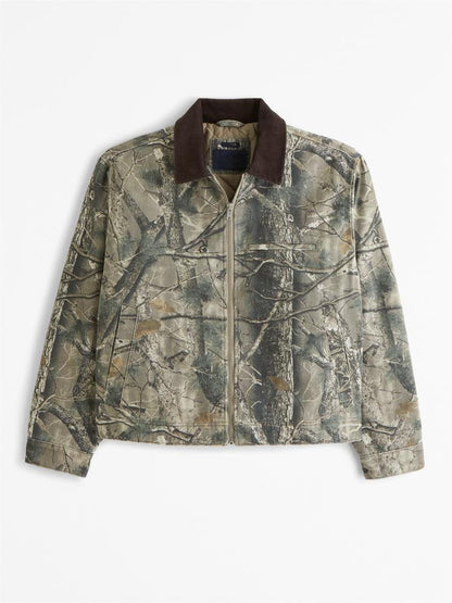 Men's casual jacket in a modern camouflage design with a high-closing collar NOVAE