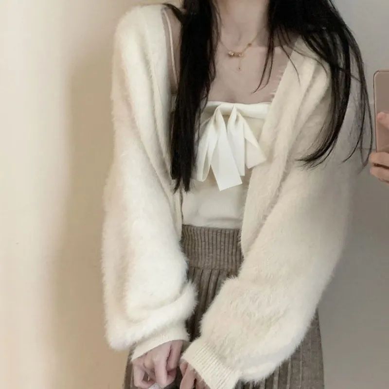 Women's Fluffy Cardigan with Wide Sleeves and Comfortable Cut NOVAE
