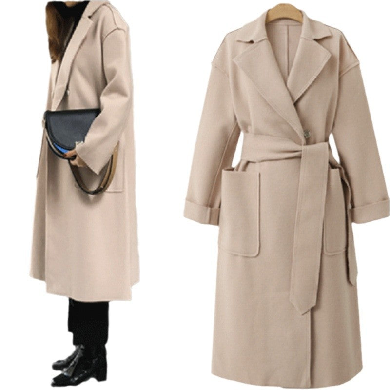 Women's Oversized Coat with Deep Lapels and Pockets NOVAE