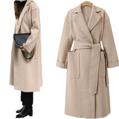 Women's Oversized Coat with Deep Lapels and Pockets NOVAE