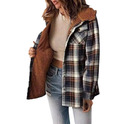 Women's flannel jacket with fleece lining NOVAE