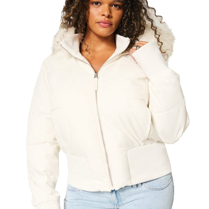 Women's quilted winter jacket with detachable hood and elasticated cuffs NOVAE
