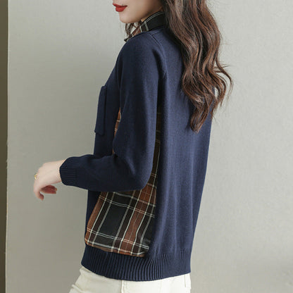 Women's cardigan with V-neck and practical chest pocket NOVAE