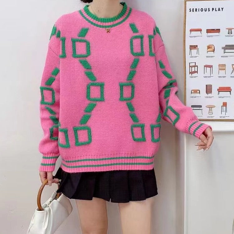 Women's Fashionable Sweater with Geometric Pattern NOVAE