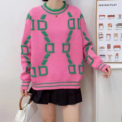 Women's Fashionable Sweater with Geometric Pattern NOVAE