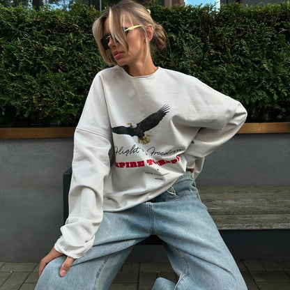 Women's oversized sweatshirt with creative graphic cut and casual design NOVAE