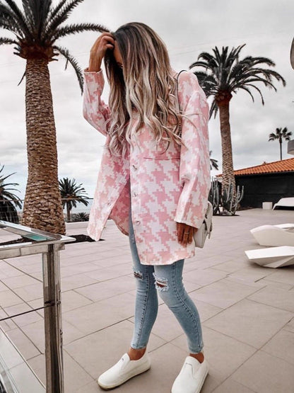 Women's oversized shirt jacket in a modern houndstooth design NOVAE