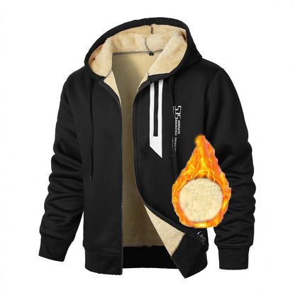 Men's fleece hooded jacket with warm lining and practical zipped pockets NOVAE