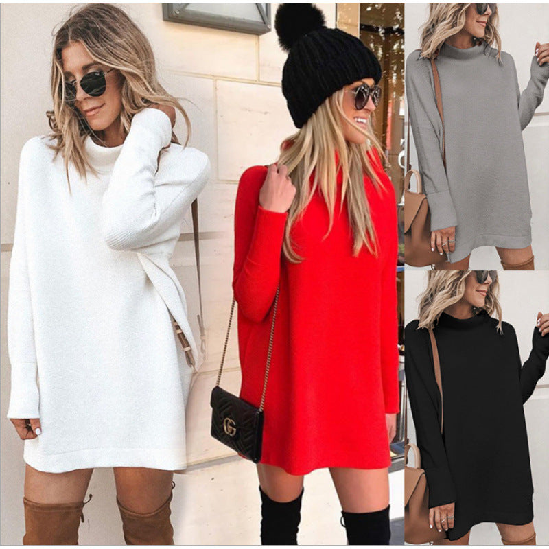 Women's Cozy Oversized Dress with Roll Neck and Long Sleeves NOVAE