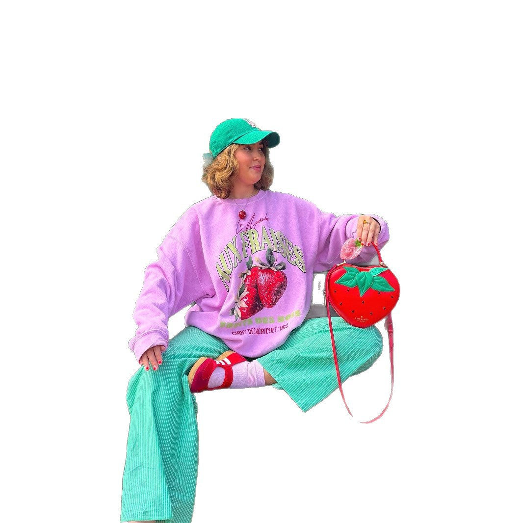 Women's fashionable sweatshirt with a striking strawberry design and comfortable cut NOVAE