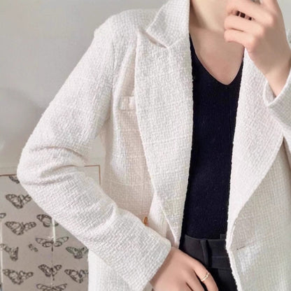 Women's tweed blazer jacket with double button placket and elegant cut NOVAE