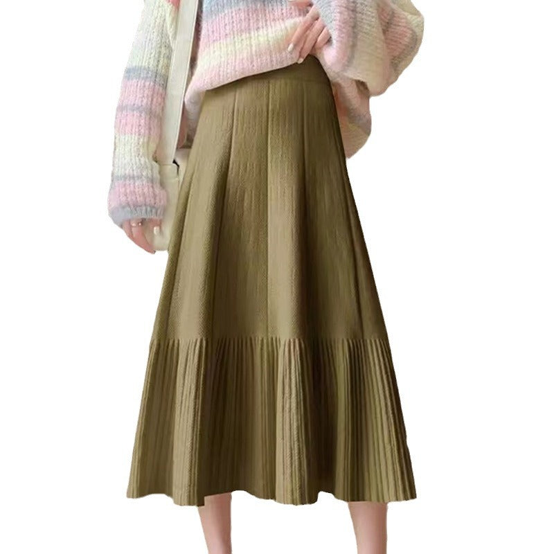 Women's pleated maxi skirt with flared hem and high waistband NOVAE